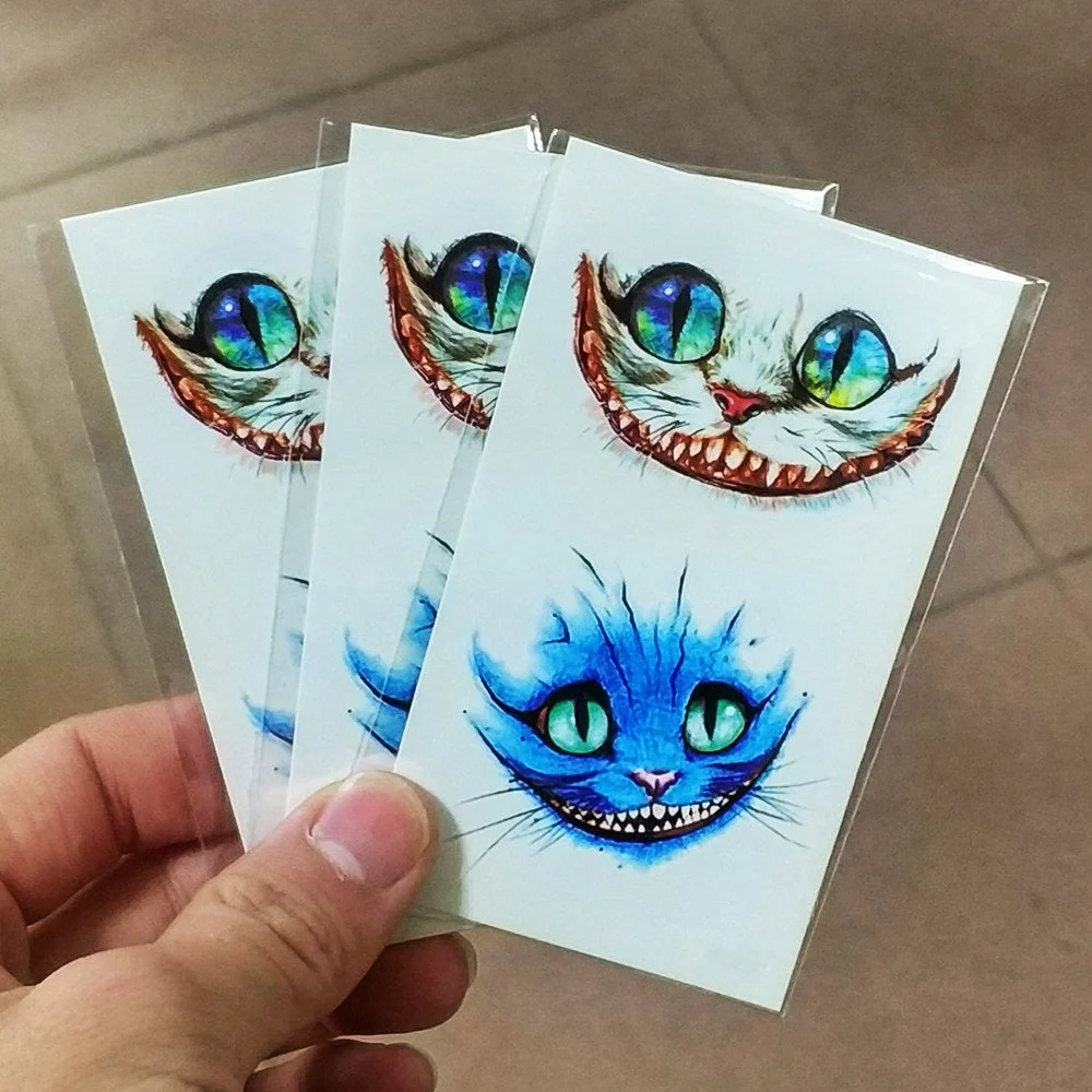 Temporary Tattoo sticker Alice In Wonderland Cheshire Cat Ink painting watercolor flash tatoo fake tatto for men women