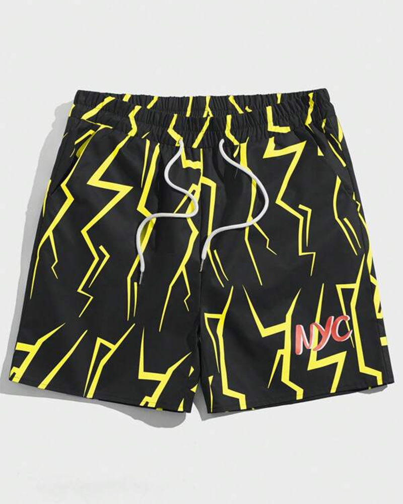 Men's Plus Size Sport Street Lightning Shorts