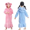 Winter Kid Girls Boy Bathrobe Flannel Pajamas Hooded Sleepwear