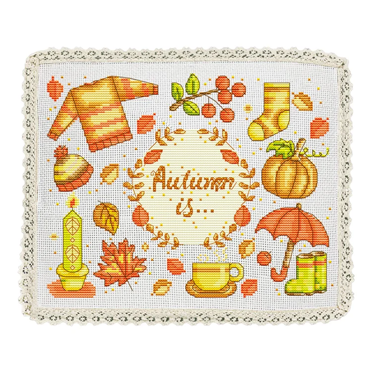 Cotton 14CT 2 Strand Autumn Cross Stitch Throw Pillowcase for Home Decor 28x23cm gbfke