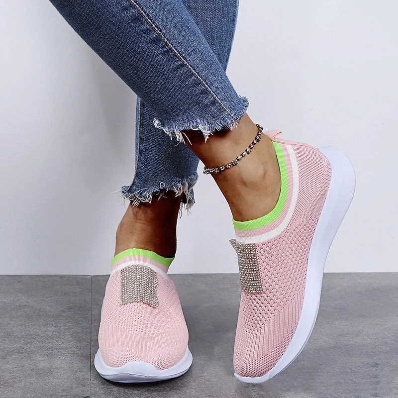 Women Casual Shoes Fashion Breathable Walking Mesh Flat Shoes Sneakers Women 2021 Tenis Feminino Pink Black  Shoes Women