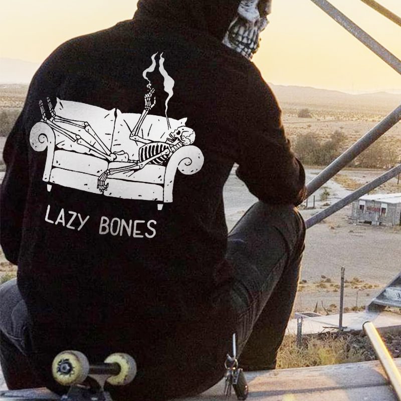 Lazy Bones Skeleton Lying On The Sofa Hoodie - Krazyskull