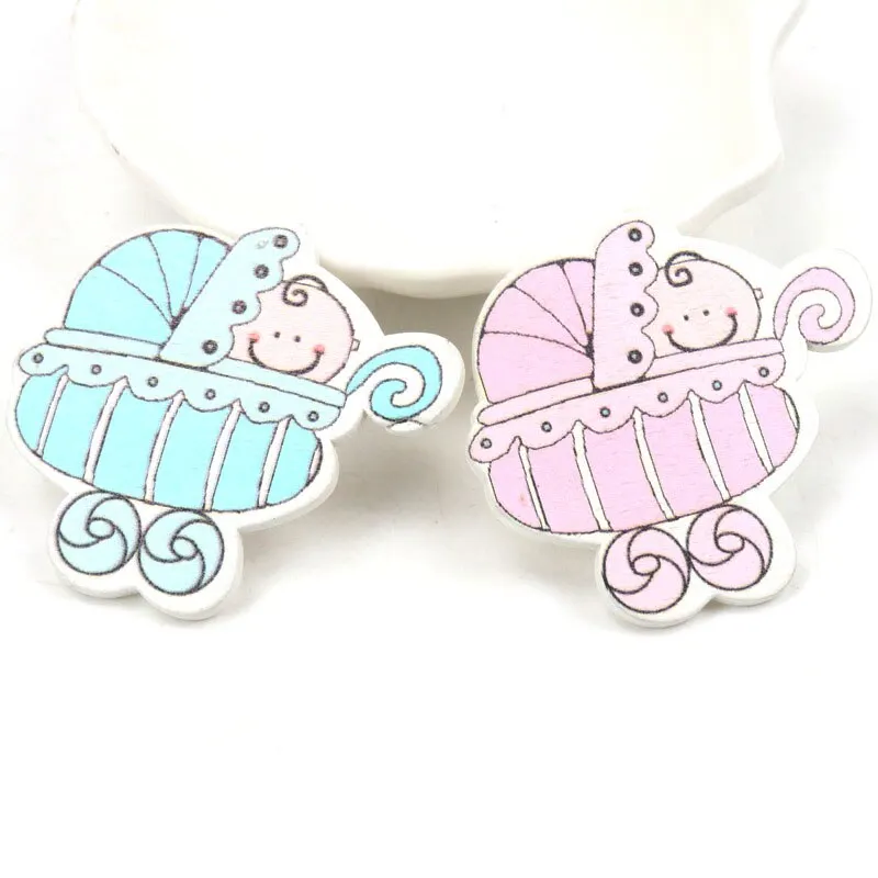 Blue/Pink Baby Series Pattern Scrapbooking Craft DIY Wood For Handmade Sewing Home Kids Birthdays Party Decorations 20pcs 35mm