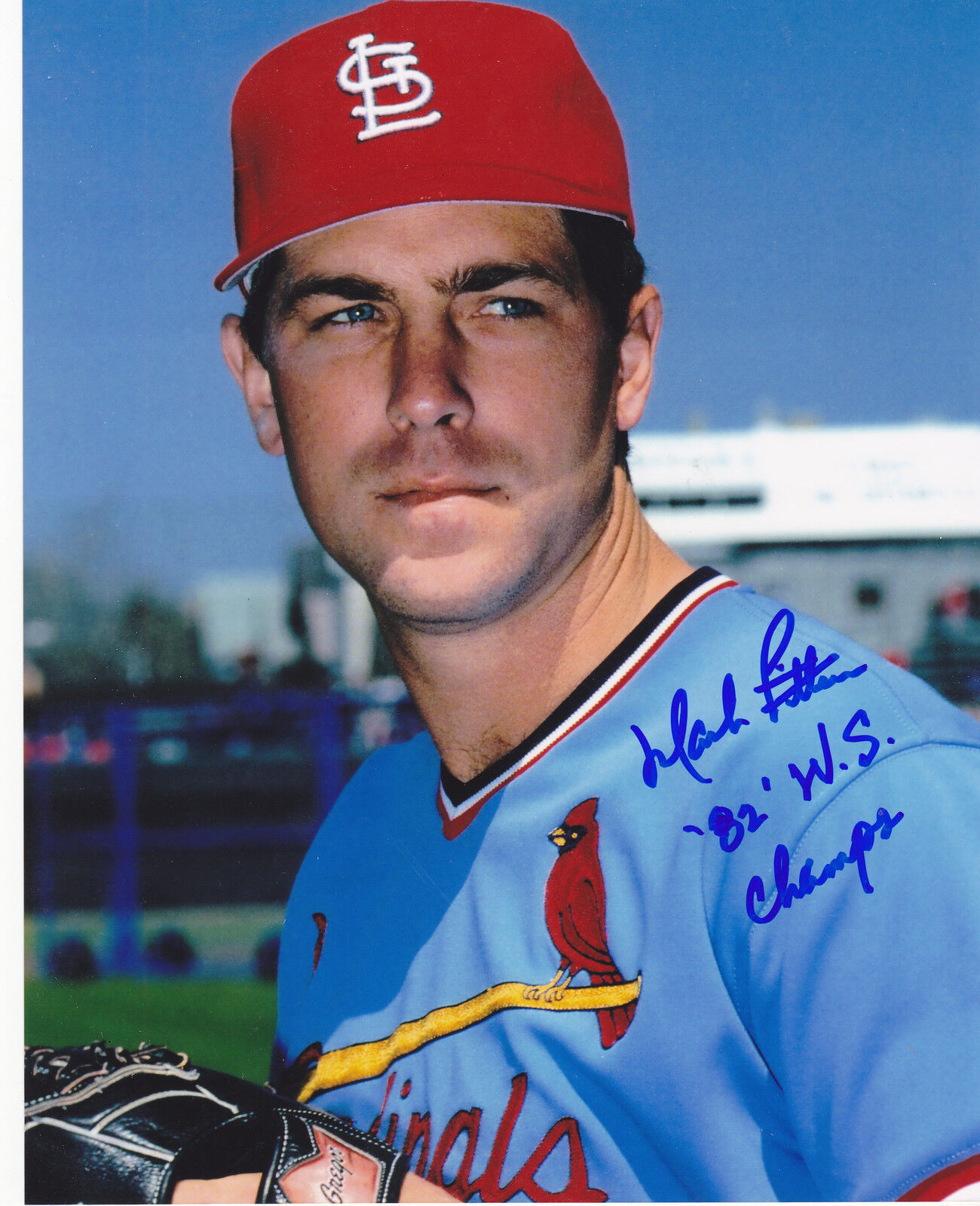 MARK LITTELL ST. LOUIS CARDINALS 82 WS CHAMPS ACTION SIGNED 8x10