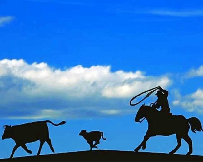 

Rancher Roping Cattle Silhouette – Paint By Numbers - 40*50CM, 501 Original