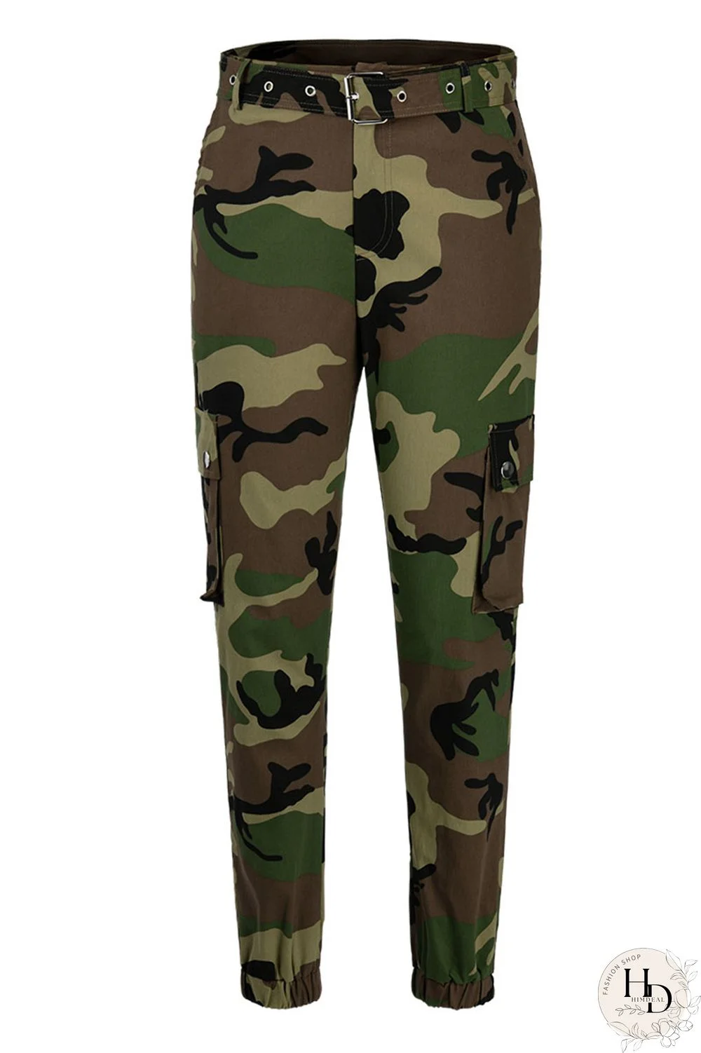 Army Green Zipper Fly Button Fly Mid Metal Zippered pencil Pants Pants