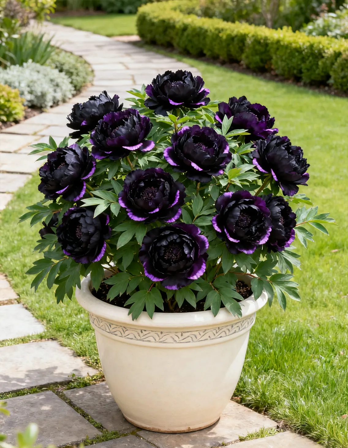 Midnight Flame inspired peony flower display