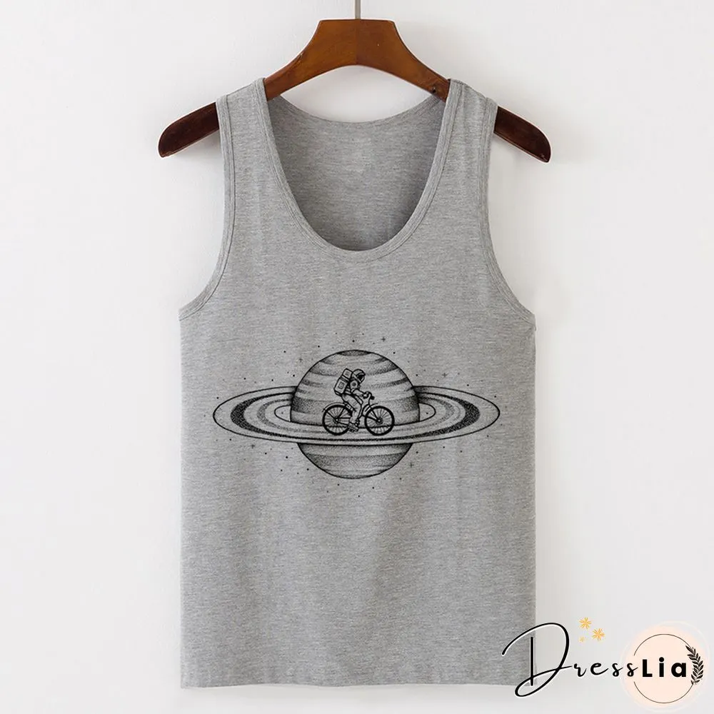 Womens Sexy Vest Tank Tops T-Shirt Summer Camisole Universe Print Fashion Streetwear