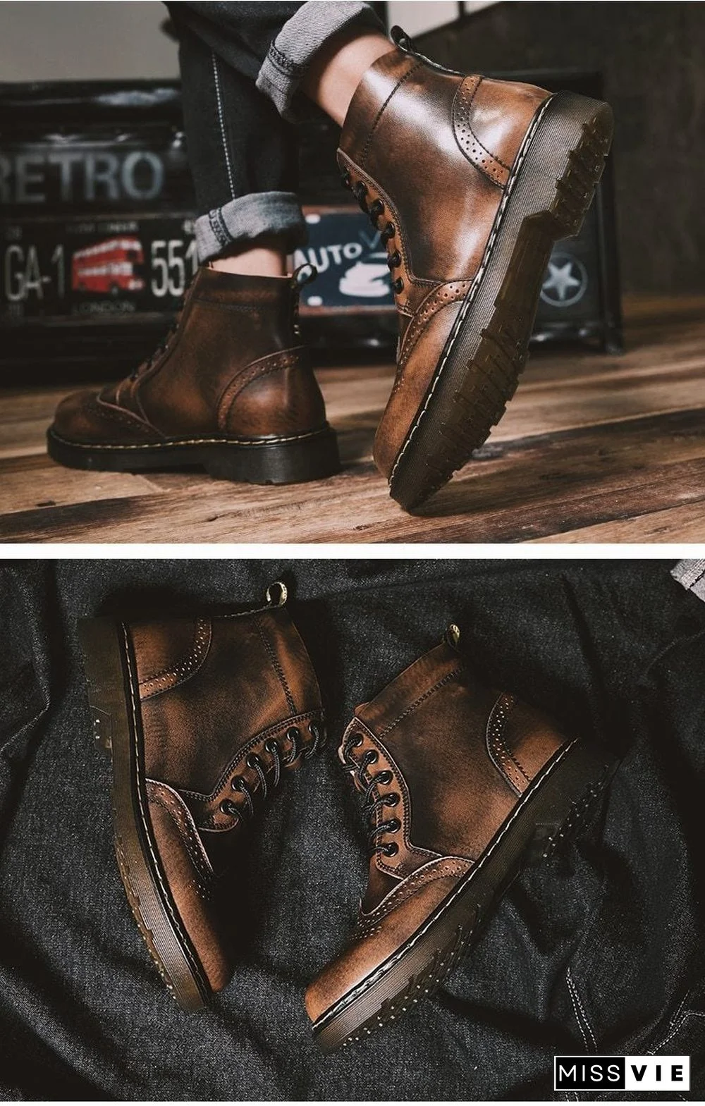 Leather Men Boots Winter Waterproof Ankle Boots Riding Boots Outdoor Working Snow Boots Men Shoes