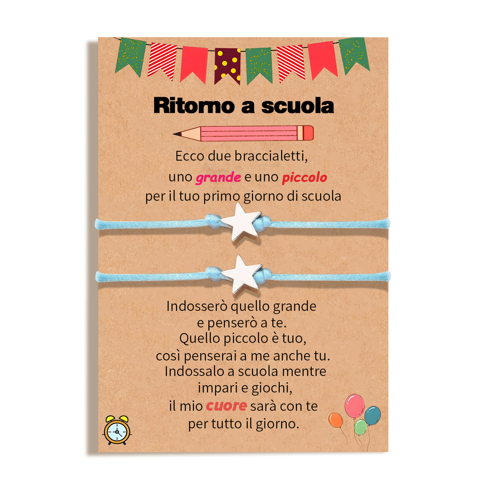2PCS Braccialetto stella regorabile regalo per bambina con carta