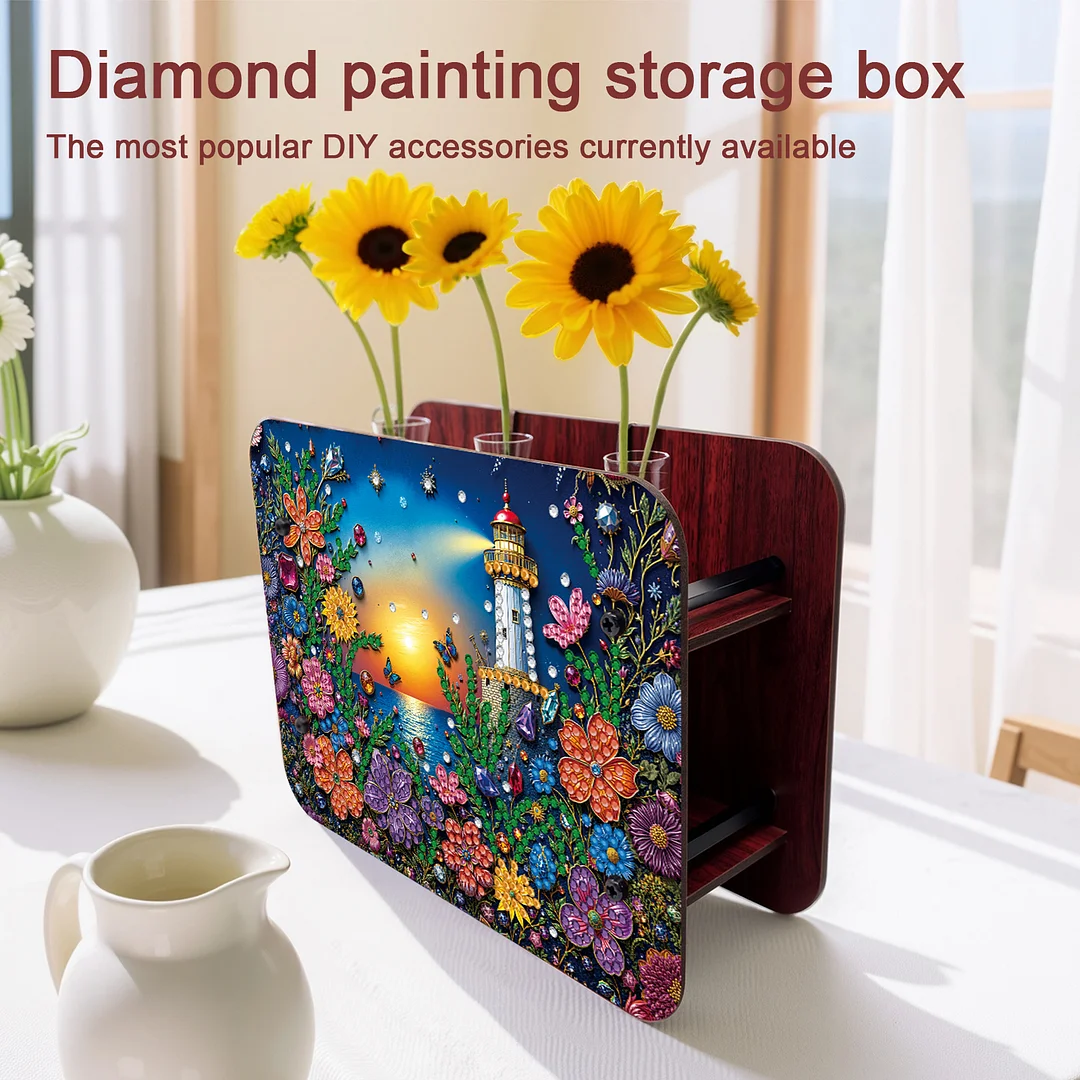 Lighthouse DIY Flower Vase Wooden Double Sided Desktop Diamond Art Kit Decor