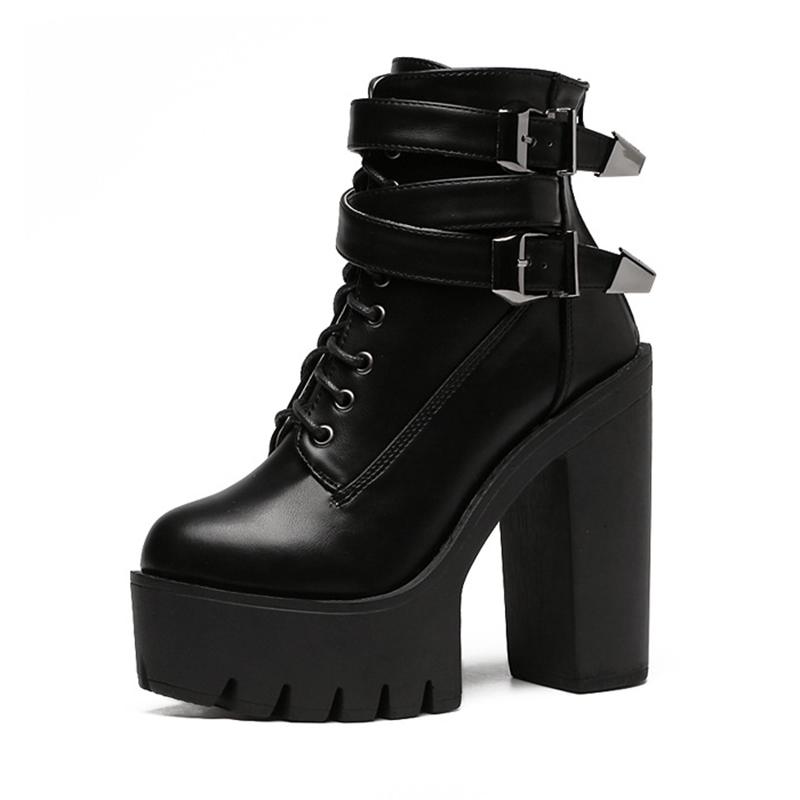 Double Buckle Strap Platform Boots