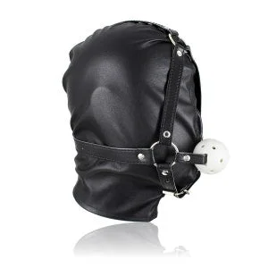 pornhint Pornhint PU Leather Harness Muzzle Gag Hood Slave Costume Sex Toys Open Mouth Head Mask Adult Game Bondage Restraint Fetish Erotic Cosplay Headgear