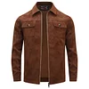 Thin Men's PU Leather Faux Suede Jacket, Solid Color, Simple Style, Versatile Lapel Casual Top, Business Casual Men's Wear, Casual Men's Jacket.