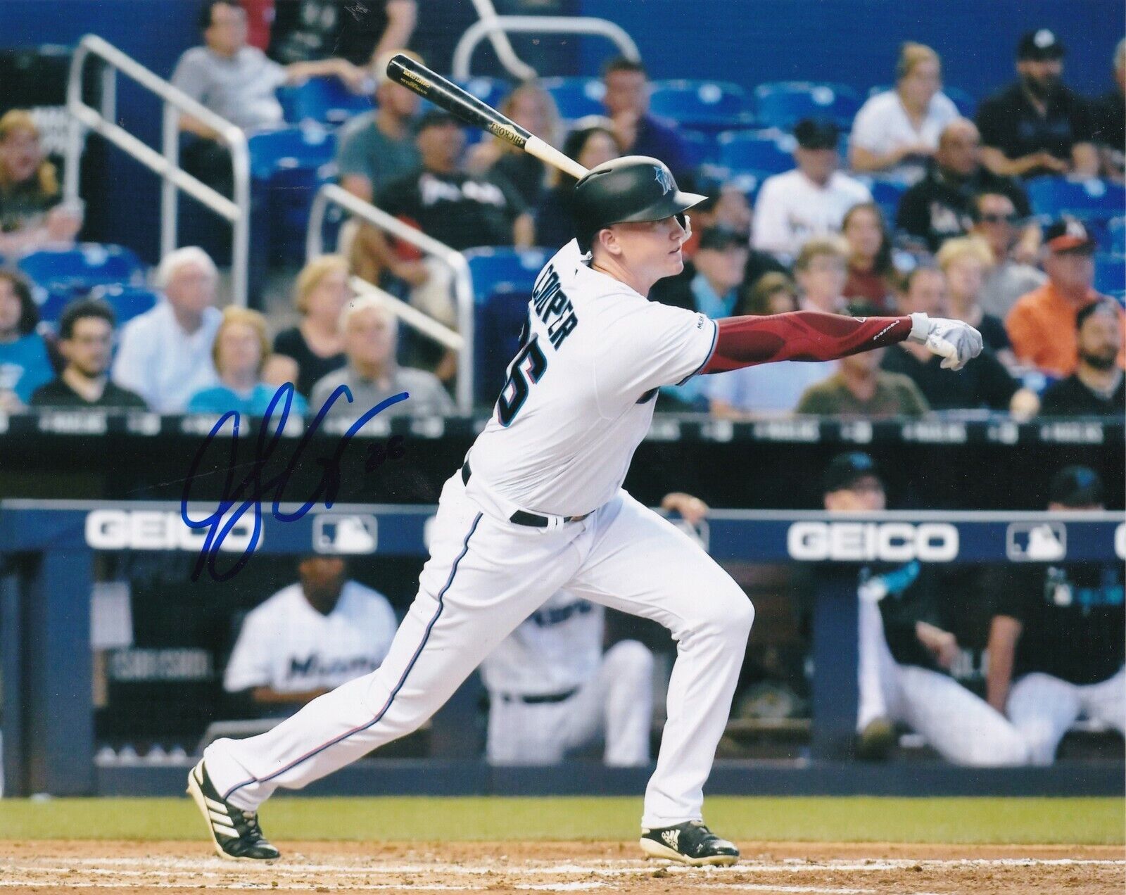 GARRETT COOPER MIAMI MARLINS ACTION SIGNED 8x10