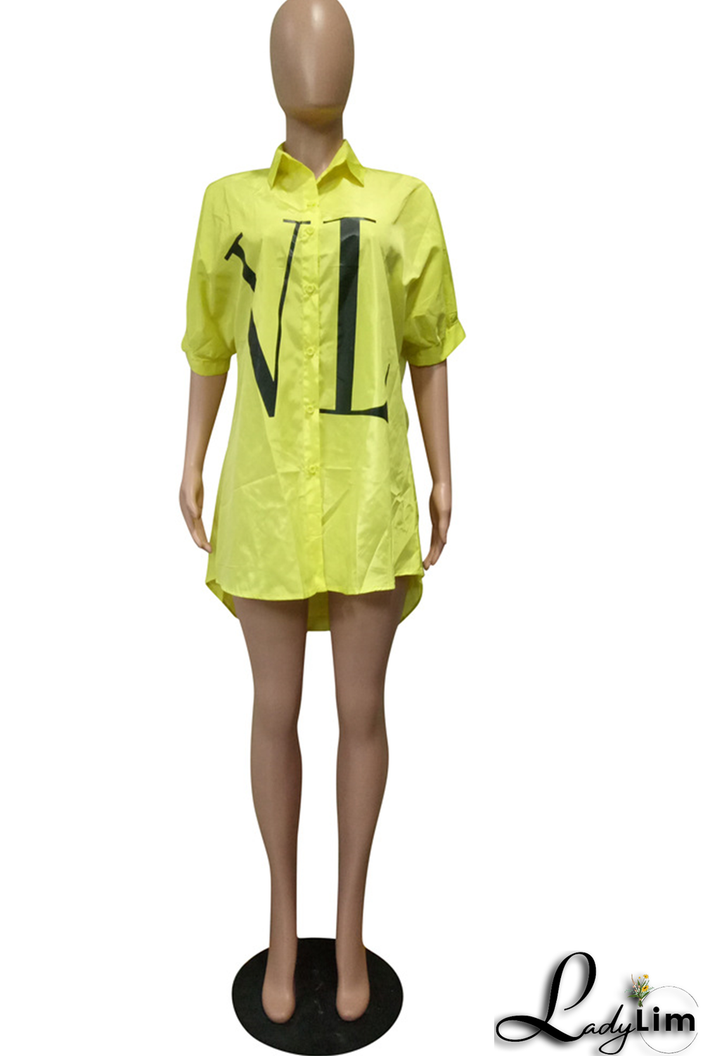 Green Fashion Print Patchwork Turndown Collar Tops