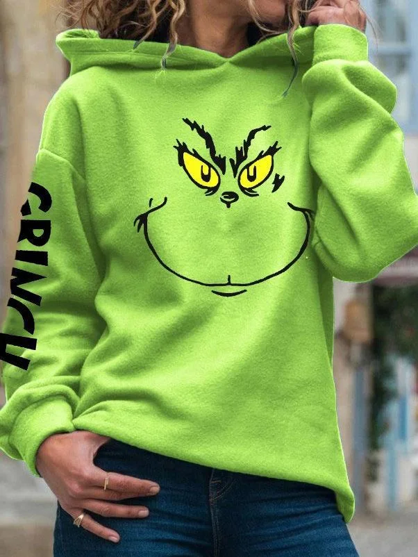 Mayoulove Women The Grinch Drink Up Printed Long Sleeve How the Grinch Stole Christmas Hoodie-Mayoulove
