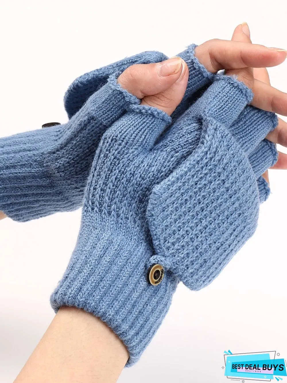 Casual Solid Color Flip-Up Five-finger Gloves Daily Commuting Home Accessories