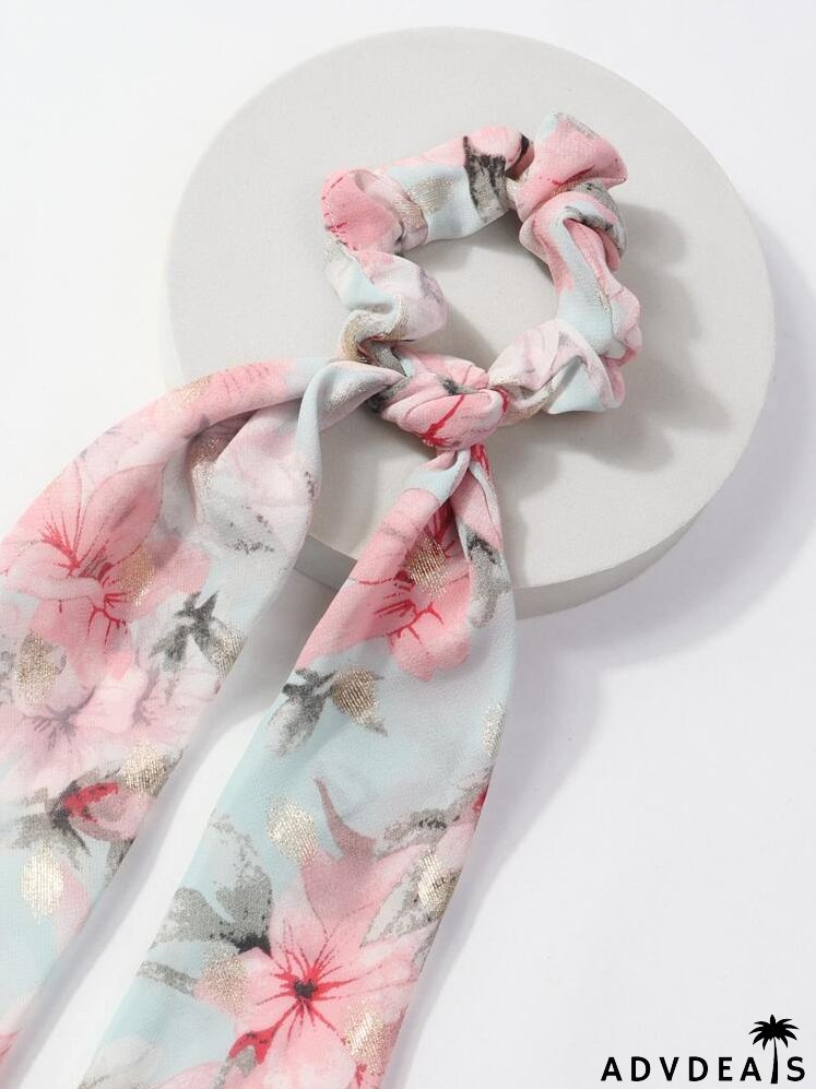 Flower Pattern Scrunchie Scarf