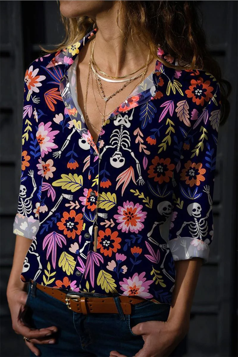 New Floral Print Blouses Women 2022 Spring Fashion Turn-down Collar Long Sleeve Elegant Work Shirt Plus Size Casual Tops Femme