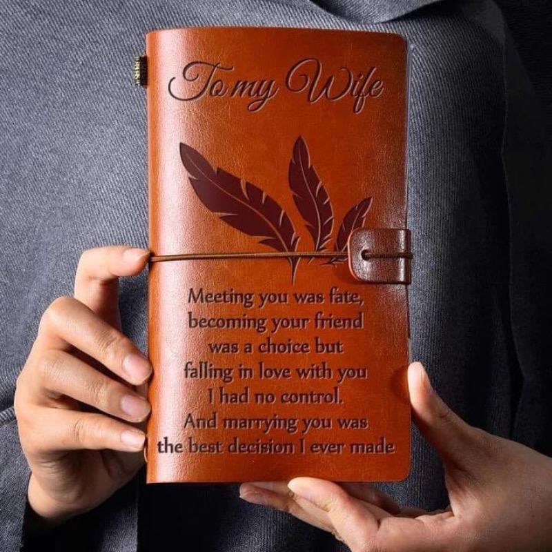 Unique Gift Meeting You was Fate - Engraved Leather Journal Notebook