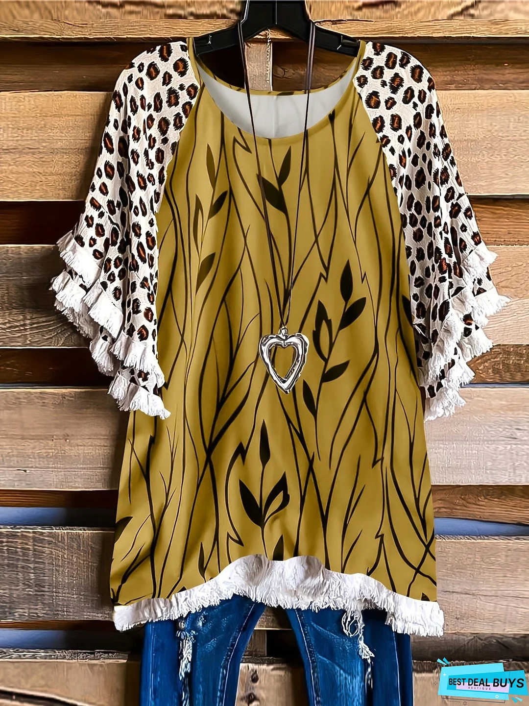 Trendy Plus Size Top with Ruffle Sleeve
