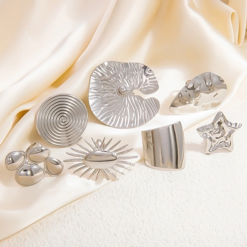 Casual Classic Style Sun Star 304 Stainless Steel Rings