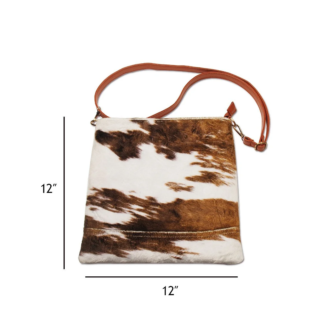 PU cotton plush super soft cow pattern three-piece makeup hand-held one-shoulder handbag