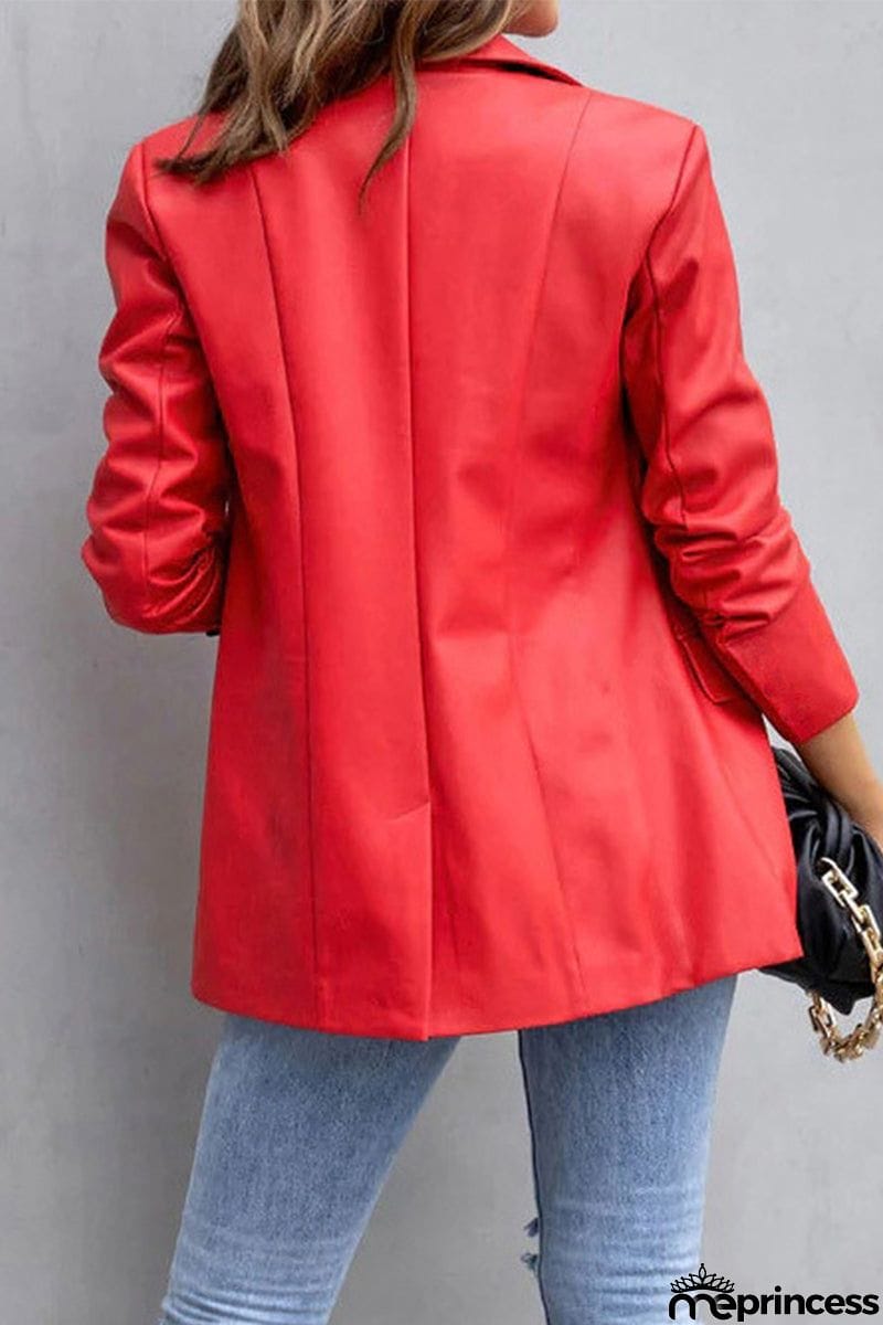 Casual Street Solid Patchwork Buckle Turn-back Collar Outerwear