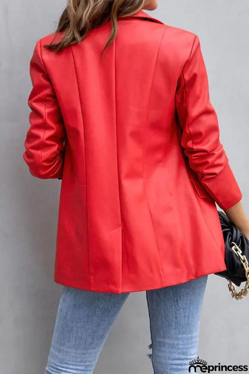 Casual Street Solid Patchwork Buckle Turn-back Collar Outerwear