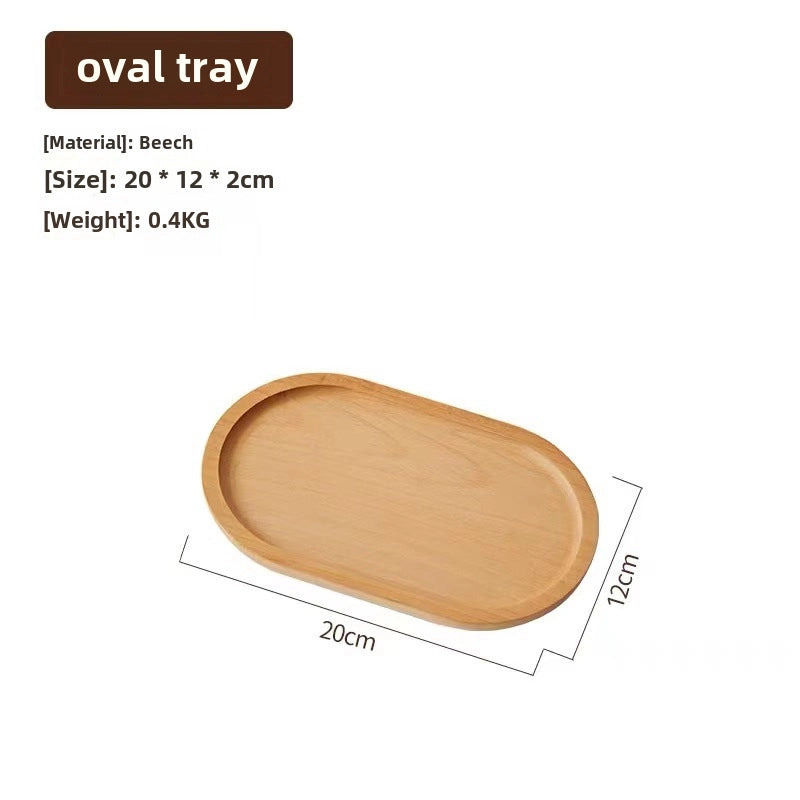 Japanese-style Oval Wooden Tray Solid Wood Rectangular Plate Black Walnut Afternoon Tea Coffee Tray Exquisite Small Tray