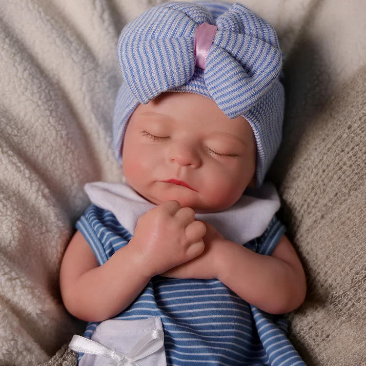 Babeside Noah 16" Full Silicone Reborn Infant Baby Doll Girl Lovely Sleeping Blue