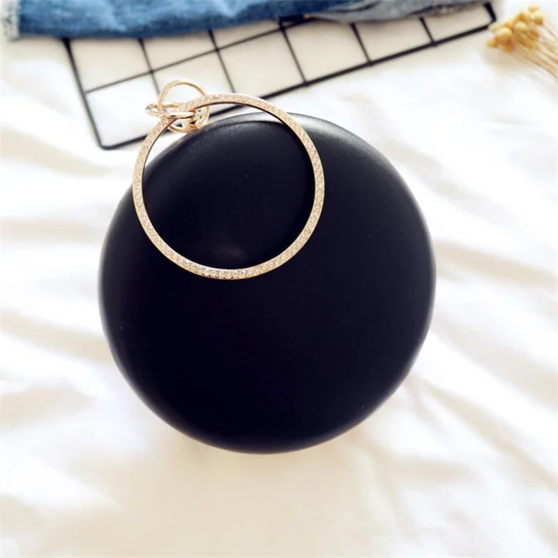 Pongl Factory Price Leather Round Shaped Evening Bags Fashion Clutch Purse With Chain Wedding Dinner Bags MN743