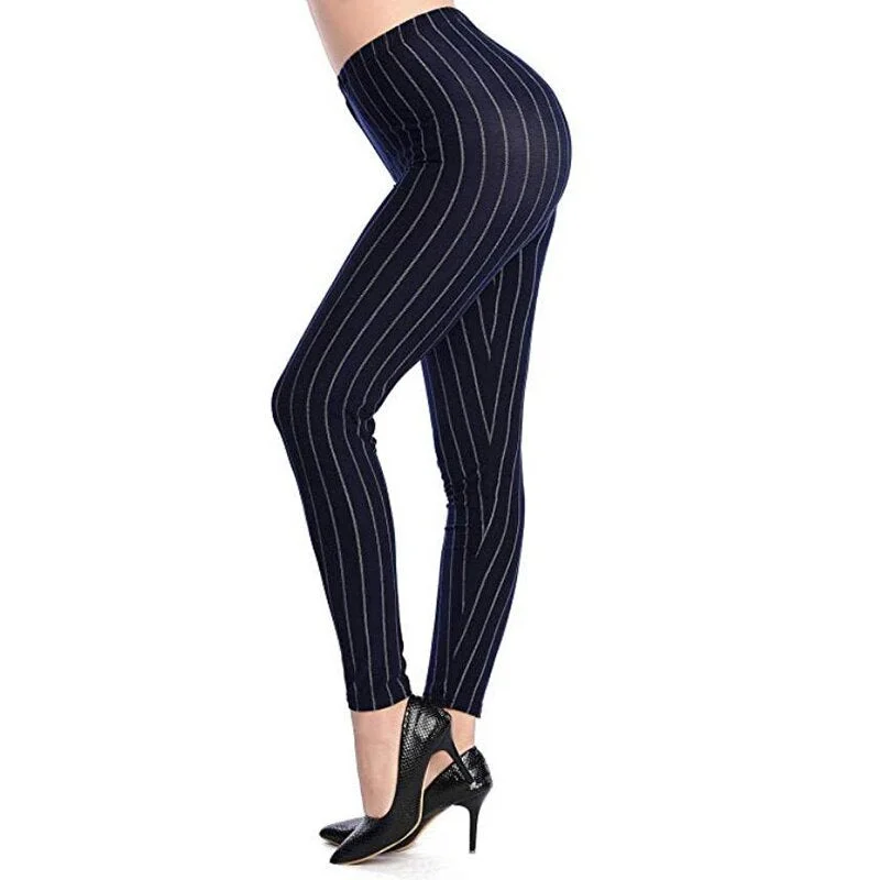 CUHAKCI Push Up Leggins Mujer Stripe Printed Leggings Women  Dot Mid Waist Polyester Fitness Pants