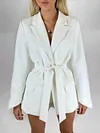 Solid Color Belt Blazer