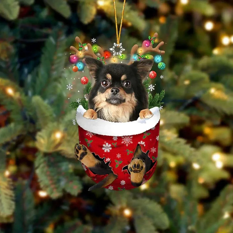 Chihuahua Long Haired Acrylic Christmas Tree Ornament