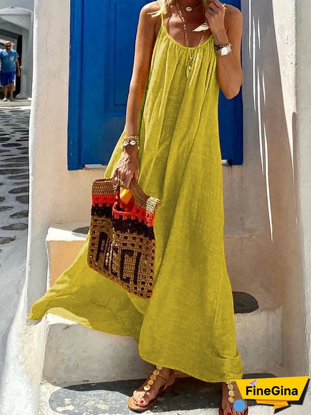 Women'S Dresses Suspender Backless Bohemian Maxi Dress