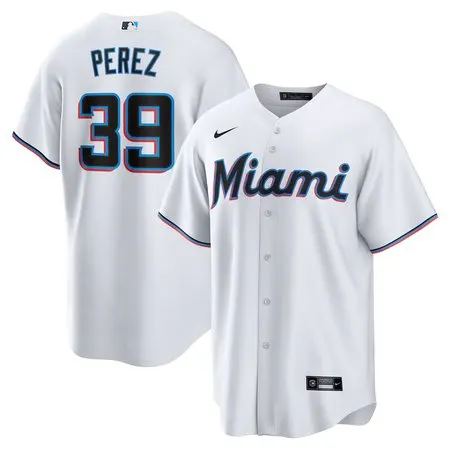 Men's Miami Marlins #39 Eury Perez  White Home Replica Jersey