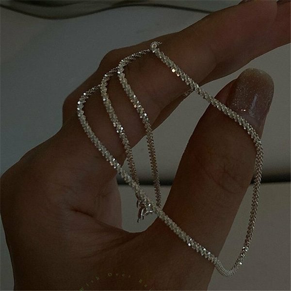 Shiny sparkling glitter clavicle chain s925 silver necklace brand new fashion sterling silver necklace chain - Shop Trendy Women's Fashion | TeeYours