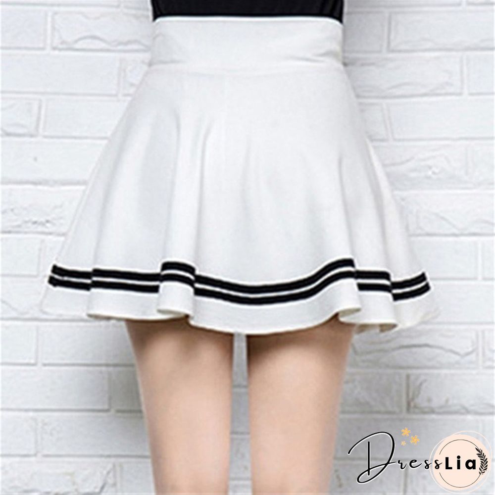 Summer Women Fashion Korean Version Style Pleated Skirt Solid Color High Waist Casual Mini School Skirt