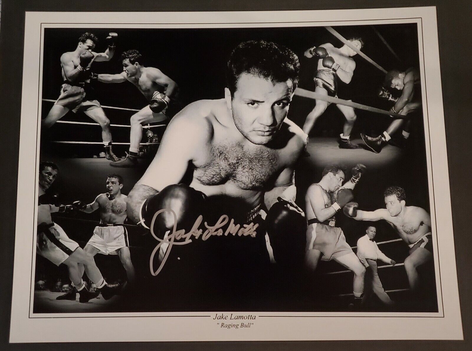 Autographed JAKE LAMOTTA 11X14 Boxing Photo Poster painting w/ COA