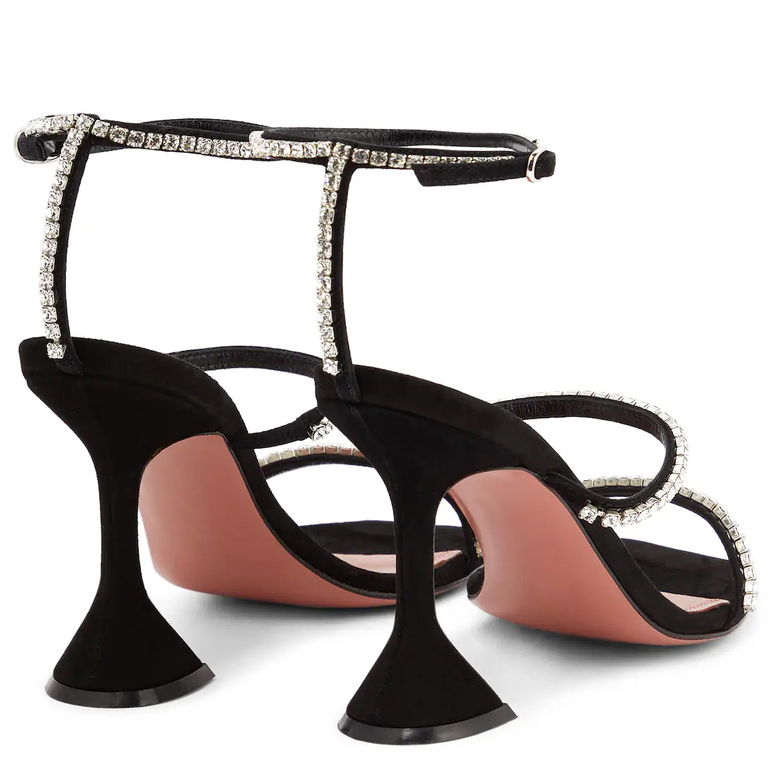 95mm Heeled Sandals for Women Square Toe Two Strap Party Wedding Matte Heels