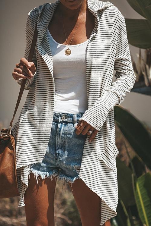 Mid-length Striped Cardigan - Shop Trendy Women's Clothing | LoverChic