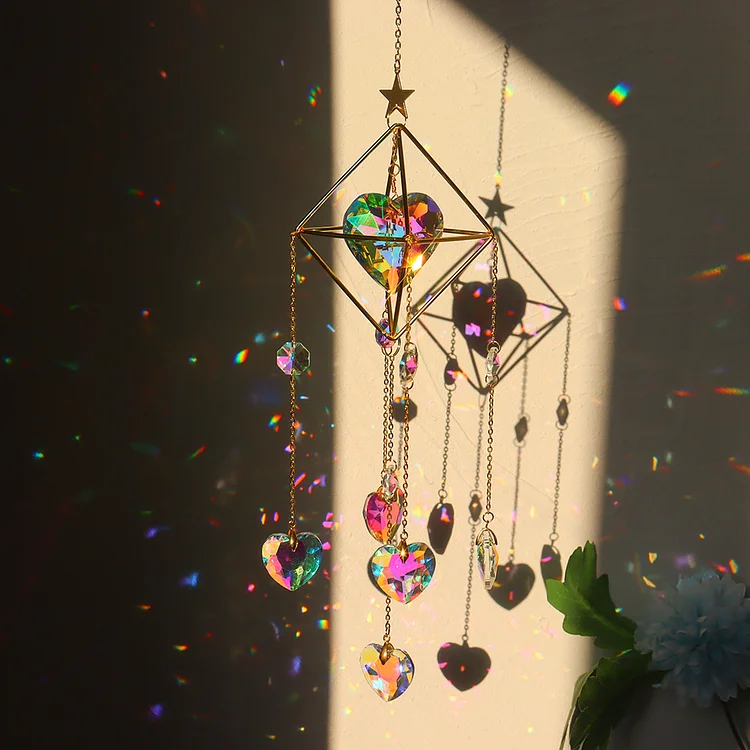 Crystal Wind Chimes Ornament Love Pendant Jewelry Garden Home Decor (Fat)