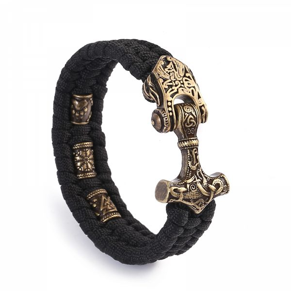 Viking Antique Bronze Thor's Hammer Men's Handmade Bracelet