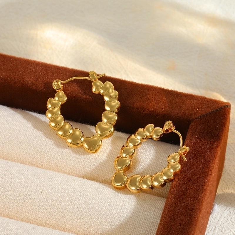 1 Pair Basic Minimalist Irregular Geometric Heart Shape Plating 304 Stainless Steel 18K Gold Plated Earrings