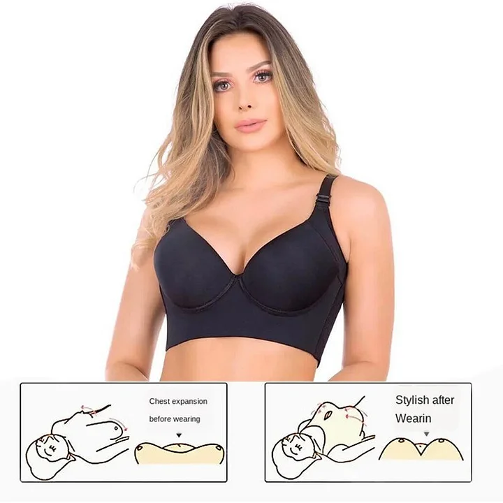 🔥BUY 1 GET 1 FREE(Add 2 Pcs To Cart)🔥Women's Deep Cup Bra Hide Back Fat  Full Back Coverage Push Up Bra with Shapewear Incorporated