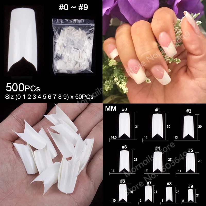500 Pieces Of Ballerina Stiletto Coffin Rounded Square False Nail Tips Manicure Fake Nail Tips Long False Nails Short Nail Tips-Nail Inspo