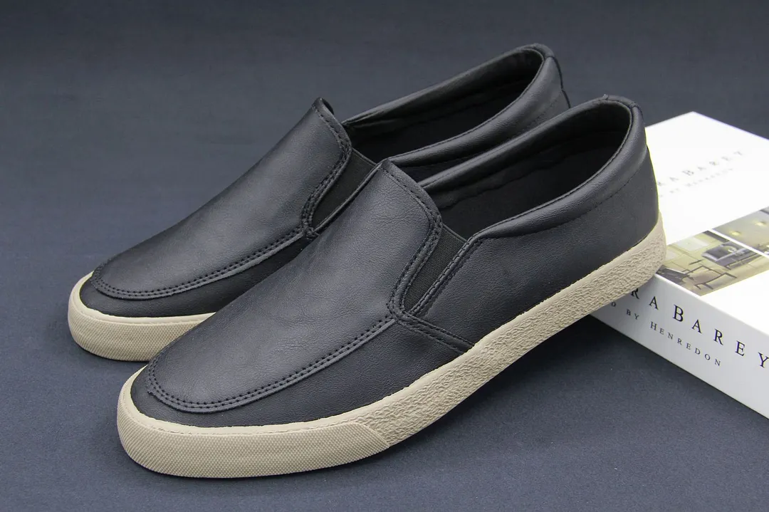 Yyvonne New Baoda 20080 Casual Men's Leather Shoes Working Shoes Spring And Autumn Men's Board Shoes Popular Simple Men's Lefu Shoes