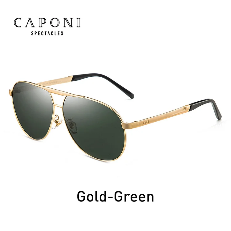 CAPONI Men Sunglasses Driving Polarized Eyewear Pilot Classic Brand Sun Glasses High Quality Coating Lens Driving Shades CP8657